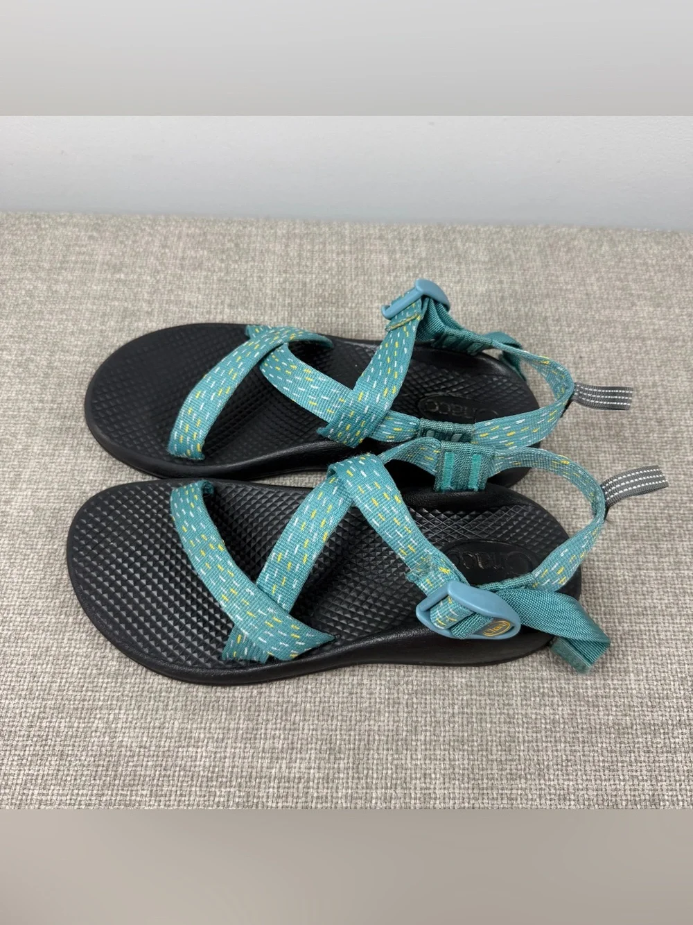 CHACO KID'S Z/1 ECOTREAD SANDALS Clip Aqua Teal Strappy Outdoors Hiking Size 5